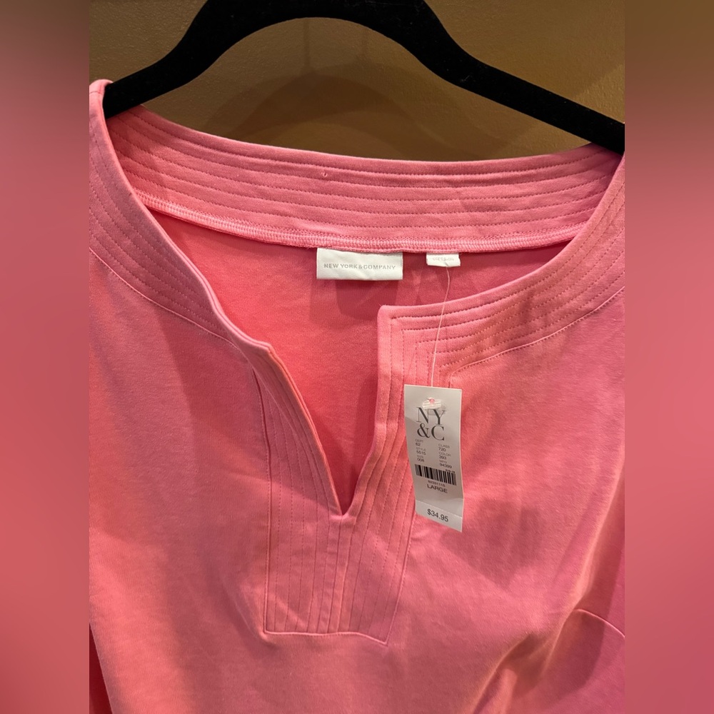 New York & Company Pink Sleeveless Dress Pullover Mini Cotton Size L :NWT - Picture 3 of 12
